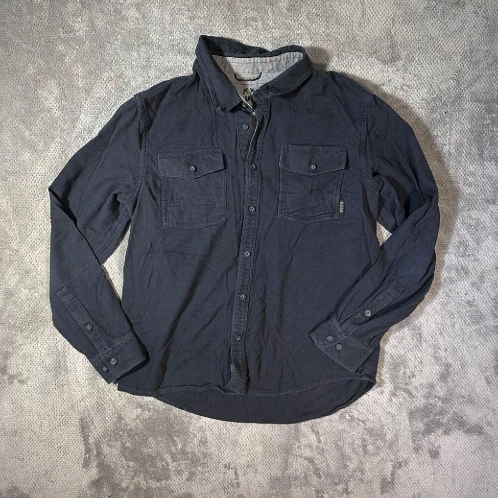 KUIU Mens Large Blue Long Sleeve Button Down Shirt Cotton Wool Hunting Outdoor